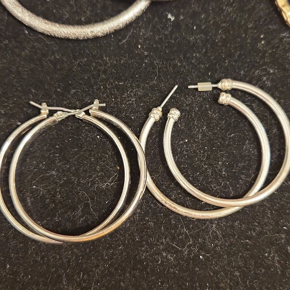 Elegant Silver and Gold Hoop Earrings Set X5